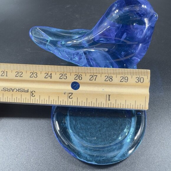 1990 Leo Ward Blue Bird Of Happiness Glass Bird Tea Light Holder UV Glow Votive - Picture 4 of 12